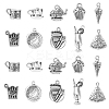 100Pcs 10 Style Tea Theme Tibetan Style Zinc Alloy Pendants TIBEP-CJ0001-69-1