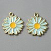 Light Gold Plated Alloy Enamel Pendants ENAM-WH0001-36LG-03-1