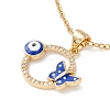 Clear Cubic Zirconia Ring with Evil Eye and Butterfly Pendant Necklace NJEW-O125-54G-1