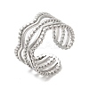 Non-Tarnish 304 Stainless Steel Wave Open Cuff Ring for Women RJEW-M149-36P-3
