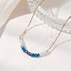 Dyed Natural Malaysia Jade Faceted Rondelle Beaded 304 Stainless Steel Satellite Chain Necklaces for Women NJEW-JN05783-03-1