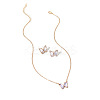 Butterfly Acrylic Rhinestone with Iron Pendant Necklaces & Stud Earrings Sets for Women WGFFCAF-05-3