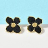Flower Brass Enamel Stud Earrings EJEW-P341-03G-3