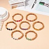 7Pcs 7 Style Natural Wood & Mixed Gemstone Round Beaded Stretch Bracelets Set BJEW-JB08813-2