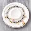 Brass Enamel Round Beads Charm Bracelets for Women BJEW-D317-11PG-2