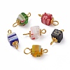 Cube Handmade Millefiori Glass Connector Charms PALLOY-JF00578-30A-1