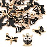 24Pcs 6 Styles Light Gold Alloy Enamel Pendants ENAM-FP0002-40-2