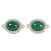 Natural Green Onyx Agate(Dyed & Heated) Oval Connector Charms KK-U043-50G-02-1