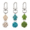 Synthetic Turquoise Beaded Round & Sea Turtle Pendant Decorations HJEW-JM03101-2
