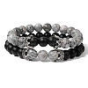 2Pcs 2 Styles Natural Picasso Jasper Beads Stretch Bracelet Set for Women Men MO5189-3-1