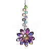 Glass Flower Hanging Suncatchers HJEW-C009-01F-1