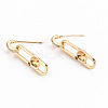Brass Micro Pave Clear Cubic Zirconia Stud Earring Findings KK-S356-261-NF-1
