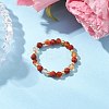 Natural Gemstone Beaded Stretch Rings RJEW-JR00866-3