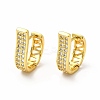 Clear Cubic Zirconia Rectangle Hoop Earrings EJEW-H093-12G-1