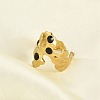 Irregular 304 Stainless Steel Enamel Wide Open Cuff Rings for Women RJEW-G338-12G-02-2