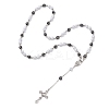 Acrylic & CCB Plastic Beaded Rosary Necklaces with Alloy Cross Pendant NJEW-JN05856-01-4
