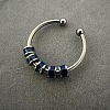 304 Stainless Steel Enamel Disc Beaded Adjustable Open Rings FS-WGAD8B0-05-1