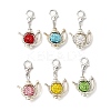 6Pcs Polymer Clay Pave Rhinestone & Tibetan Style Alloy Teapot Pendant Decorations HJEW-JM03568-2