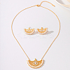 Brass Micro Pave Clear Cubic Zirconia Moon Pendant Necklaces & Stud Earrings Sets for Women WM4804-3