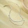 304 Stainless Steel Square Double Layered Necklaces for Women NJEW-U031-06P-1