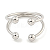 Non-Tarnish Round Ball 304 Stainless Steel Open Cuff Finger Rings for Women RJEW-P114-11P-2