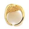 Rack Plating Brass Micro Pave Cubic Zirconia Teardrop Open Cuff Ring for Women RJEW-C082-07G-3