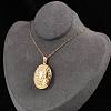304 Stainless Steel Oval Locket Pendant Cable Chain Necklaces for Women NJEW-M050-04D-G-3