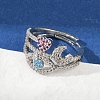 Brass Micro Pave Cubic Zirconia Finger Rings for Women RJEW-C129-05P-1