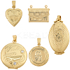 5Pcs 5 Styles Brass Locket Pendants KK-SC0007-17-7