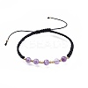 Adjustable Natural Amethyst Braided Bead Bracelets BJEW-JB04599-04-1