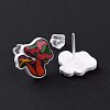 Acrylic Cartoon Mushroom Stud Earrings with Platic Pins for Women EJEW-F293-03B-1