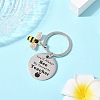 Teacher's Day Gift 201 Stainless Steel Flat Round with Word Keychains KEYC-FS0001-09-4