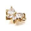 Brass Clear Cubic Zirconia Connector Charms KK-U065-04C-G-2
