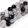Natural Tourmalinated Quartz Beads Strands G-S345-6mm-30-1