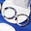 2 Pcs Round Natural & Synthetic Gemstone Stretch Bracelets Sets for Women BJEW-JB11014-2