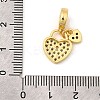 Brass Micro Pave Clear Cubic Zirconia Heart Lock European Dangle Charms KK-I359-08G-3