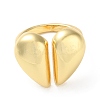 Rack Plating Heart Brass Open Cuff Ring for Women RJEW-A037-01G-2