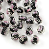 Handmade Luminous Inner Flower Lampwork Beads LAMP-R129-8mm-10-1