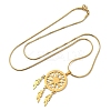 Bohemian 201 Stainless Steel Snowflake Woven Web/Net with Feather Pendant Necklaces NJEW-P327-07G-A-4