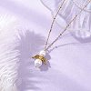 Shell Pearl with Alloy Wings Angel Pendant 304 Stainless Steel Satellite Chain Necklaces NJEW-JN05427-1