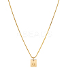 1Pc Stainless Steel Letter Rectangle Pendant Necklaces NJEW-LP0001-34Q-G-1