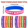 Gorgecraft 30Pcs 5 Colors Word HAPPY BIRTHDAY Silicone Cord Bracelets Set Wristband BJEW-GF0001-14A-2