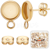 50Pcs Flat Round 304 Stainless Steel Stud Earrings Findings STAS-BBC0005-85B-1