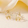 Elegant Flower Brass Clear Cubic Zirconia Geometric Stud Earrings for Women MO8139-3