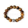4MM Round Natural Tiger Eye Beaded Stretch Rings VM0712-2-1