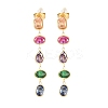 304 Stainless Steel Oval with Teardrop Tassel Stud Earrings EJEW-A161-05G-01-2