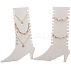 Boot Shaped Wood Covered with Velvet Necklaces Bracelets Display Stands NDIS-WH0010-25B-1