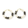 Porcelain Beaded Huggie Hoop Earrings for Women LS-EJEW-C003-01A-RS-1