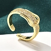 Rack Plating Brass Micro Pave Clear Cubic Zirconia Cuff Finger Rings for Women RJEW-M028-30G-02-4