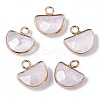 Natural Rose Quartz Semi Circle Pendants G-Q965-11-1
